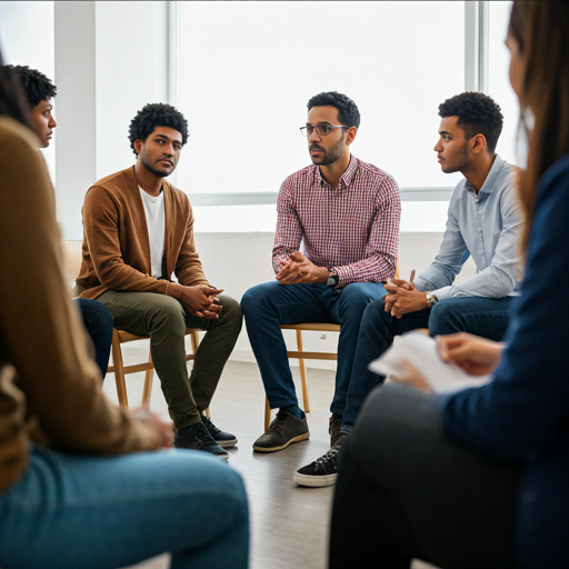 Mentor guiding students during a group coaching session